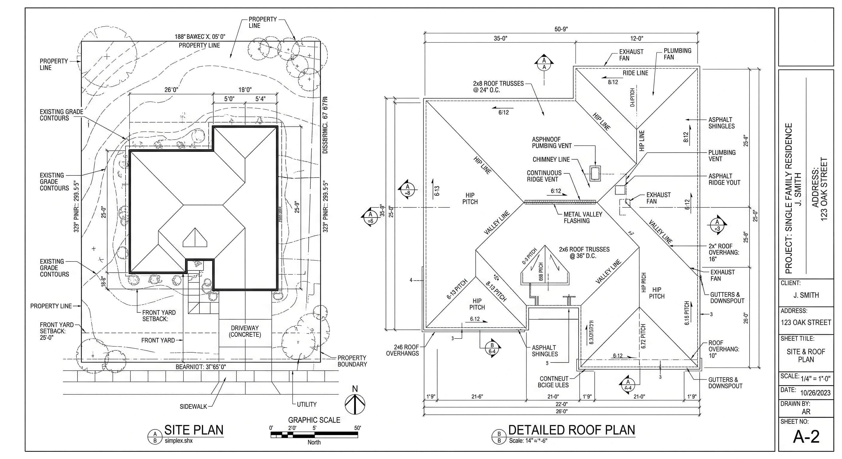 Site & Roof Plan — AutoCAD